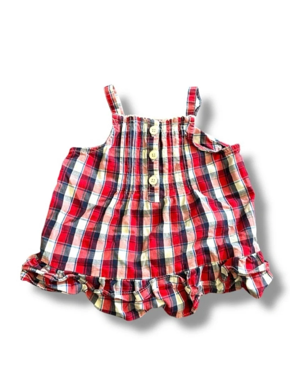 Lot Of 2 Toddler Dresses Size 18 Months OshKosh Plaid & Embroidered Polka Dot